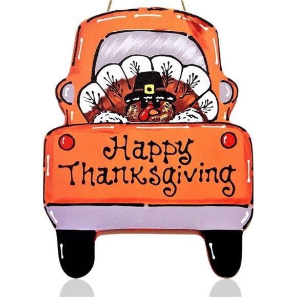 Happy Thanksgiving Decor Thanksgiving Turkey Door Sign Wooden Turkey Door - Picture 1 of 8